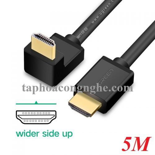 Ugreen 10175 5M màu Đen Cáp tín hiệu HDMI chuẩn 1.4 đầu bẻ góc 90 độ HD103 30010175